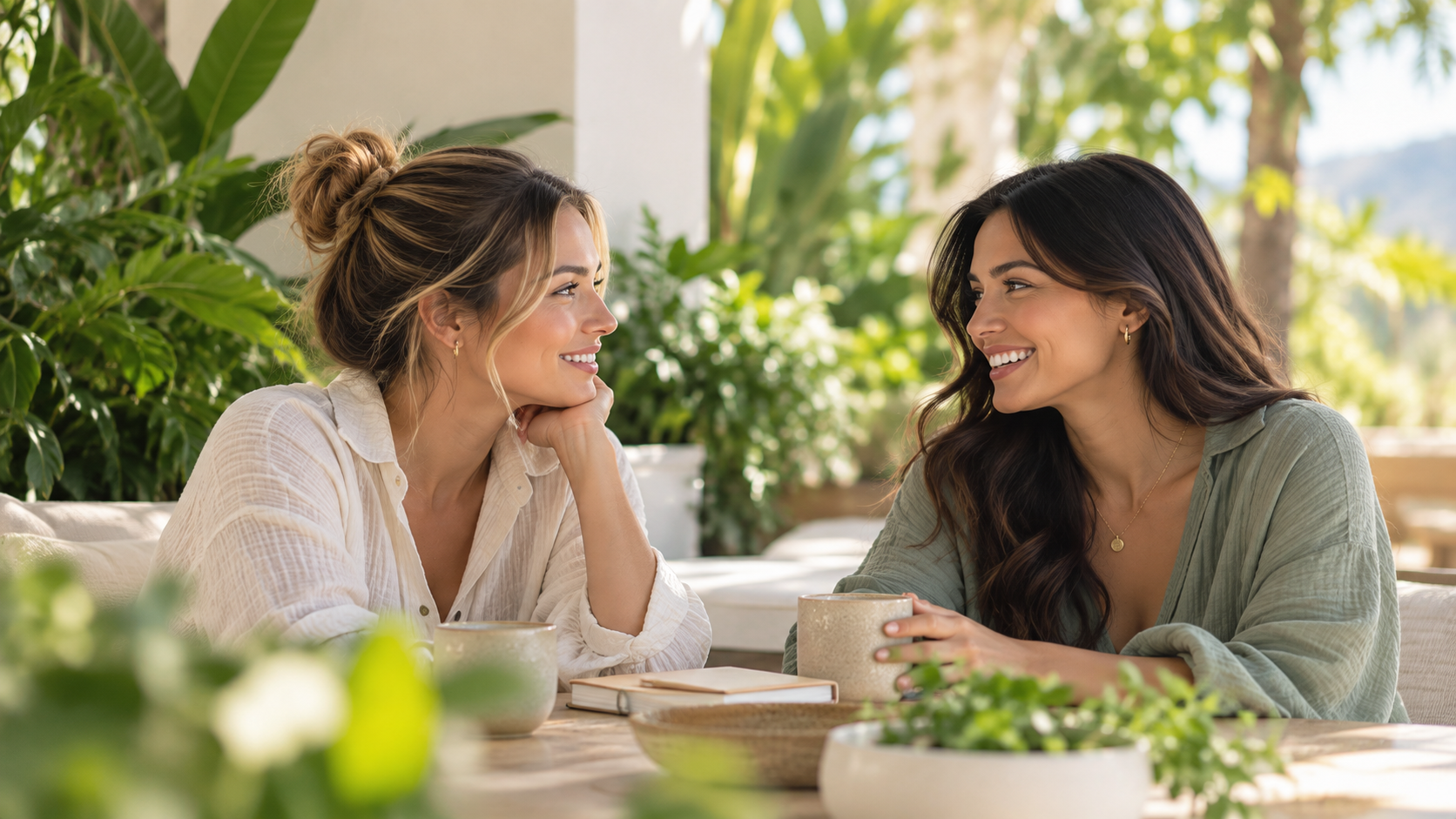 Two women having a warm conversation